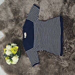 Navy Blue White Stripe Top